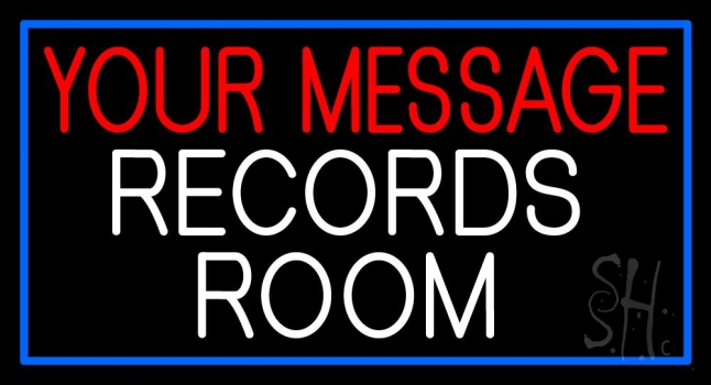 Custom White Records Room Block Neon Sign