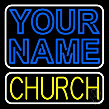 Custom Yellow Church With Border Neon Sign