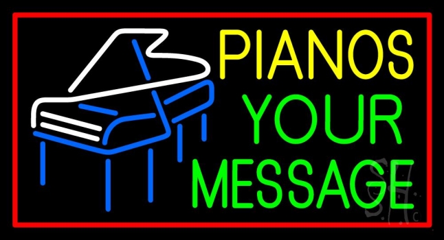 Custom Yellow Piano Red Border Neon Sign
