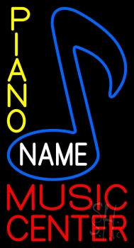 Custom Yellow Piano Vertical Red Music Center Neon Sign