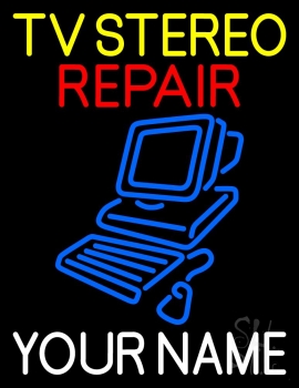 Custom Yellow Tv Stereo Red Repair Neon Sign