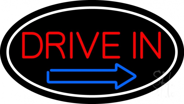 Drive In Arrow With Border Neon Sign | Movies Neon Signs | Neon Light