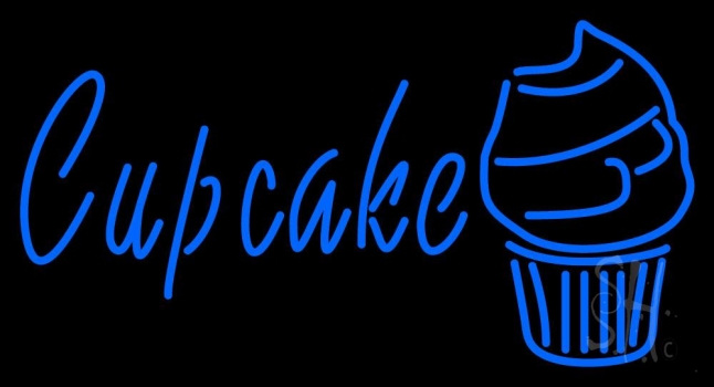 Blue Cupcake With Cupcake Neon Sign