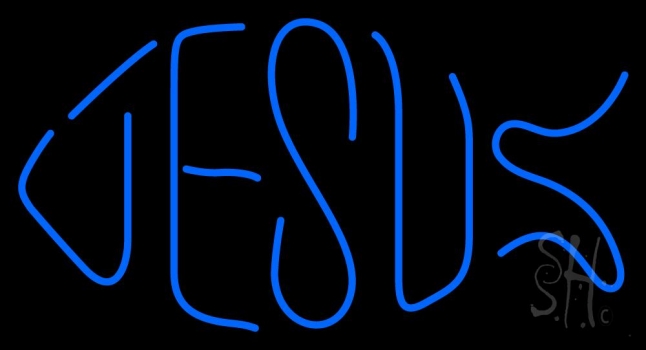 Jesus Blue Neon Sign