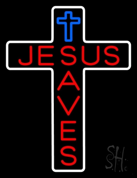 Jesus Saves With Cross Neon Sign