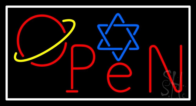 Open Psychic White Border Neon Sign