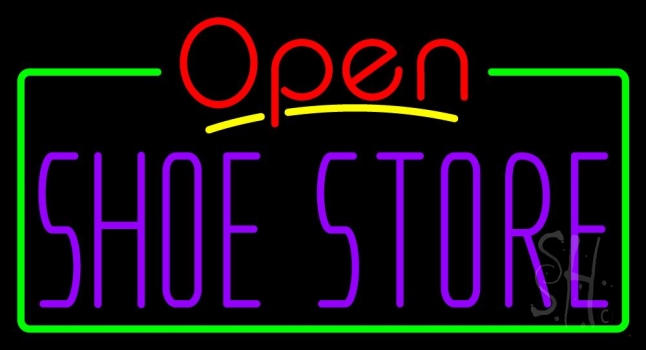 Purple Shoe Store Open Neon Sign