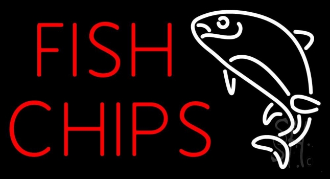 Fish Chips Block Neon Sign
