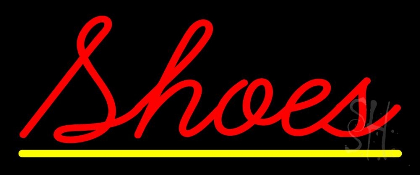 Red Cursive Shoes With Lines Neon Sign