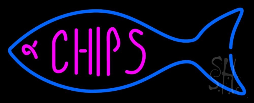 Fish Logo Chips Neon Sign