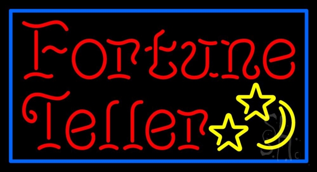 Red Fortune Teller Blue Border Neon Sign