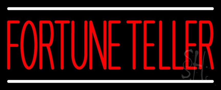 Red Fortune Teller White Line Neon Sign