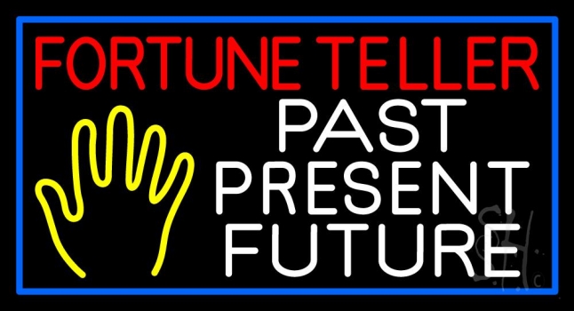 Red Fortune Teller With Yellow Palm Neon Sign