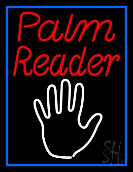 Red Palm Reader White Logo Neon Sign