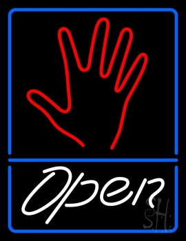 Red Palm White Open Neon Sign