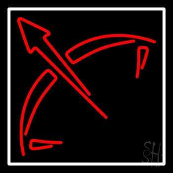 Red Sagittarius Logo White Border Neon Sign