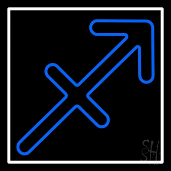 Sagittarius Zodiac Blue Border White Neon Sign