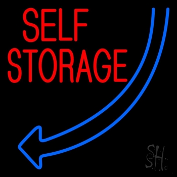 Self Storage Block Blue Arrow Neon Sign