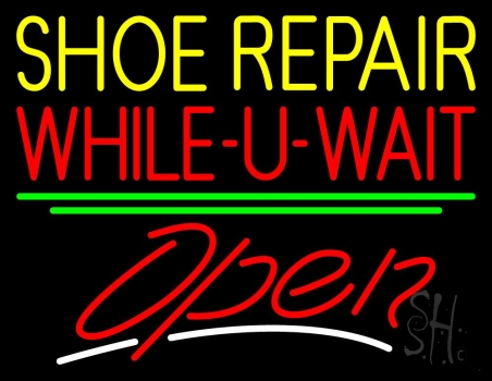 Shoe Repair While You Wait Open Neon Sign