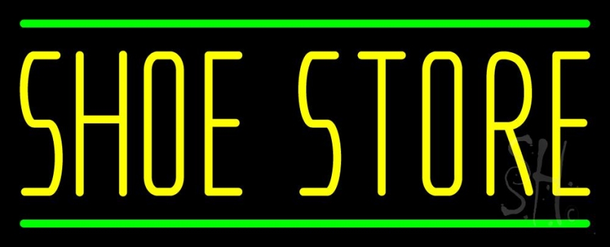 Shoe Store With Green Line Neon Sign