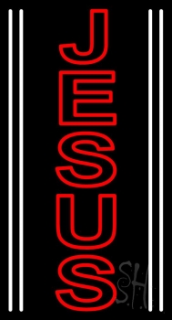 Vertical Red Jesus Neon Sign
