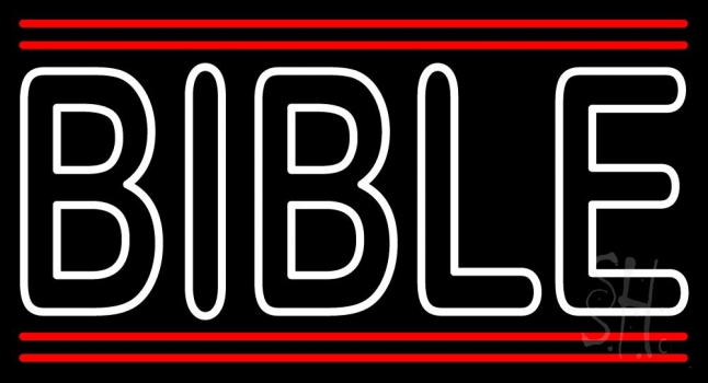 White Bible Red Line Neon Sign