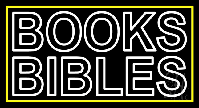 White Books Bibles Neon Sign