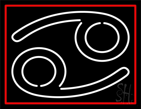 White Cancer Red Border Neon Sign