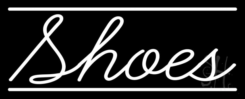 White Cursive Shoes With Lines Neon Sign