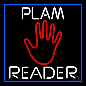 White Palm Reader Blue Border Neon Sign