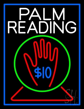 White Palm Readings With Logo Neon Sign