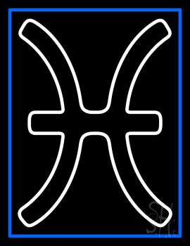 White Pisces Blue Border Neon Sign