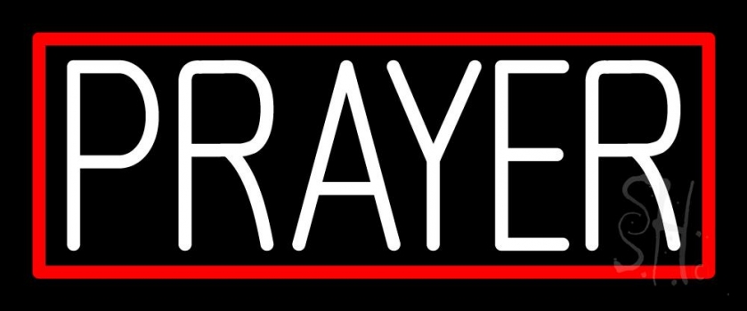 White Prayer With Border Neon Sign