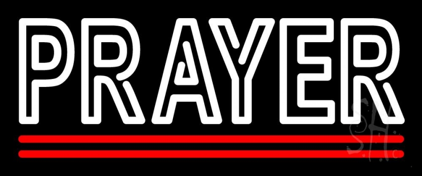 White Prayer With Line Neon Sign