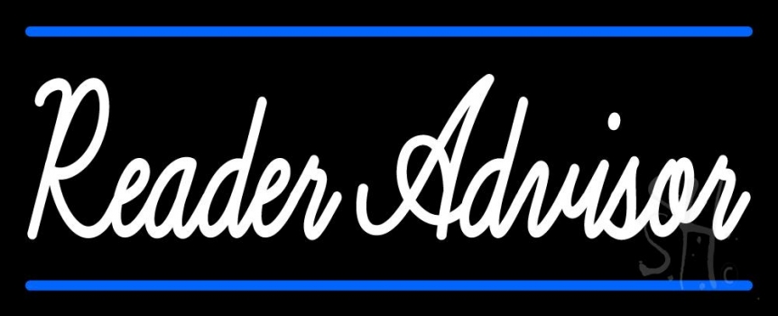 White Reader Advisor With Blue Border Neon Sign