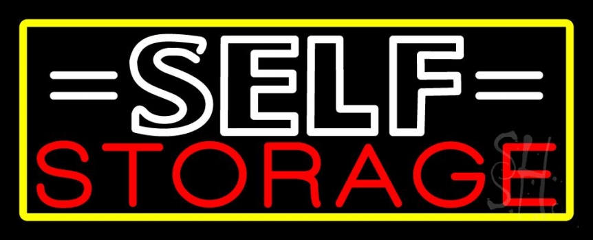 White Self Storage Block With Border Neon Sign