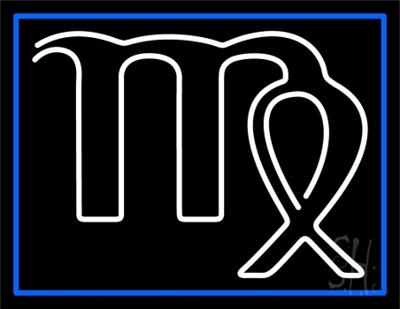 White Virgo Blue Border Neon Sign