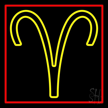 Yellow Aries Red Border Neon Sign