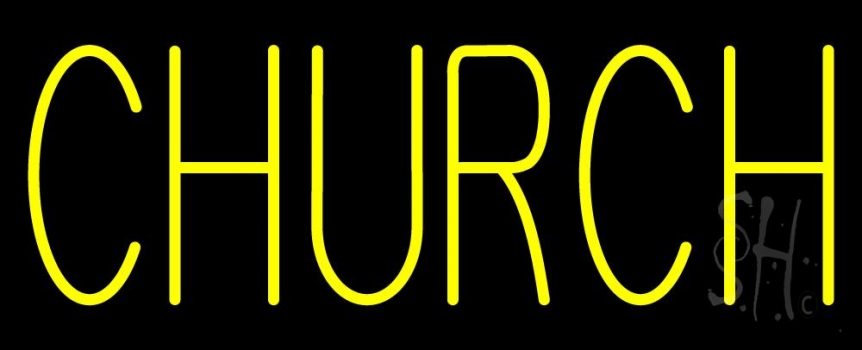 Yellow Church Neon Sign