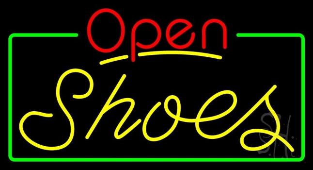 Yellow Shoes Open With Border Neon Sign
