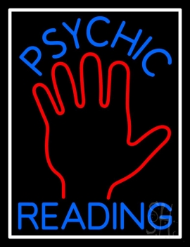 Blue Psychic Reading With White Border Neon Sign