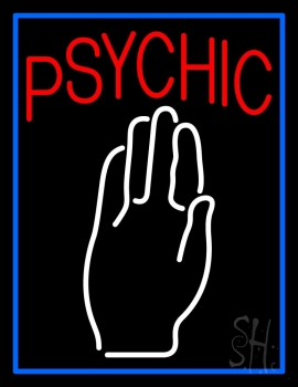 Blue Psychic With Palm Neon Sign