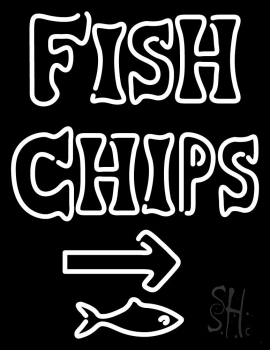 White Fish And Chips With Arrow Neon Sign