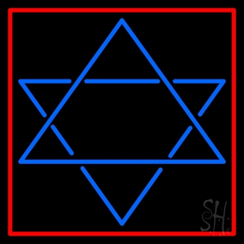 Judaism Star Of David Red Border Neon Sign