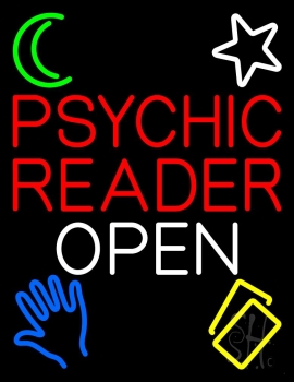 Psychic Reader Open Block White Border Neon Sign