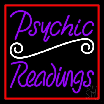 Purple Psychic Readings With Red Border Neon Sign
