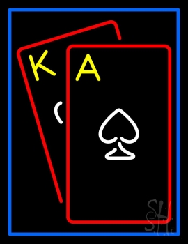 Red Cards Tarot Blue Border Neon Sign