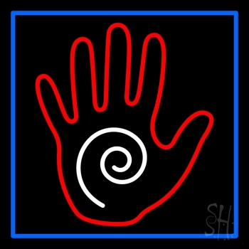 Red Palm And Blue Border Neon Sign