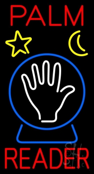 Red Palm Reader With Crystal Neon Sign