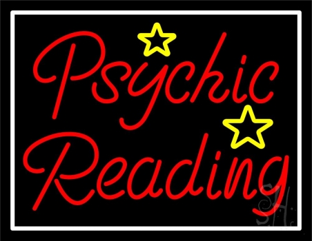 Red Psychic Reading With Stars Neon Sign
